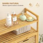 Móvel de Casa de Banho com Cesto para Roupa Suja Móvel para Roupa Suja em Bambu 2 Sacos de Roupa 82x33x88 cm Madeira