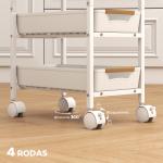 Carrinho de Cozinha de Armazenamento de 5 Níveis Carrinho Auxiliar com Rodas Bancada com Efeito Madeira 39,5x24x82 cm Branco