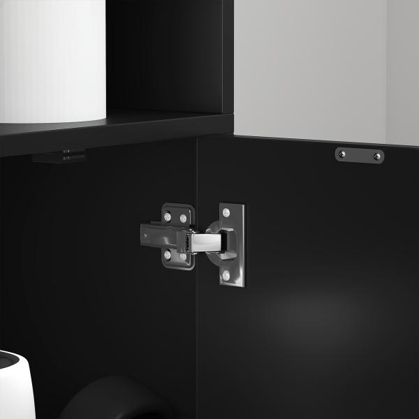 Estante para Livros de 6 Níveis Portas e 4 Prateleiras Abertas para Sala Escritório 59x29x180 cm Preto