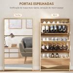Sapateira Estreita com Espelho para 9 Pares de Sapatos para Corredor Espaços Reduzidos 65x17x114,5 cm Madeira