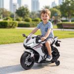 Mota Elétrica com Licença HONDA para Crianças de 3 - 5 Anos Mota a Bateria 6V com Farol Buzina Música 90x44x52cm Branco