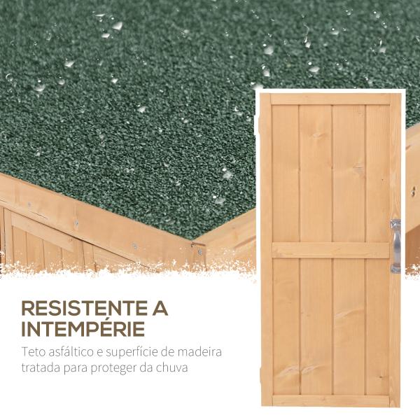 Armário de Jardim de Madeira 74x43x88 cm para Armazenamento de Ferramentas e Lenhas com Teto Asfaltico Madeira
