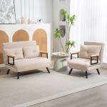 Poltrona Convertível em Cama Poltrona 3 em 1 Convertível em Cama com Encosto Ajustável em 5 Níveis 63x73x81 cm Bege