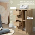 Armário de Sala de Estar Aparador Auxiliar com 4 Gavetas 1 Armário e Prateleira Inferior Móvel de Armazenamento Múltiuso para Dormitórios Sala de Jantar 54x29x83cm Carvalho