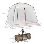 Tenda de Jardim para 6 - 8 Pessoas com 4 Mosquiteiras e 2 Portas Proteção UV50+ Inclui Bolsa de Transporte 3x3 m Branco