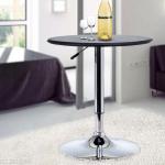 Mesa de Bar com Altura Ajustável Giratória 360° com Base Redonda Mesa Alta Moderna para Cozinha Ø63x67 - 93 cm Preto
