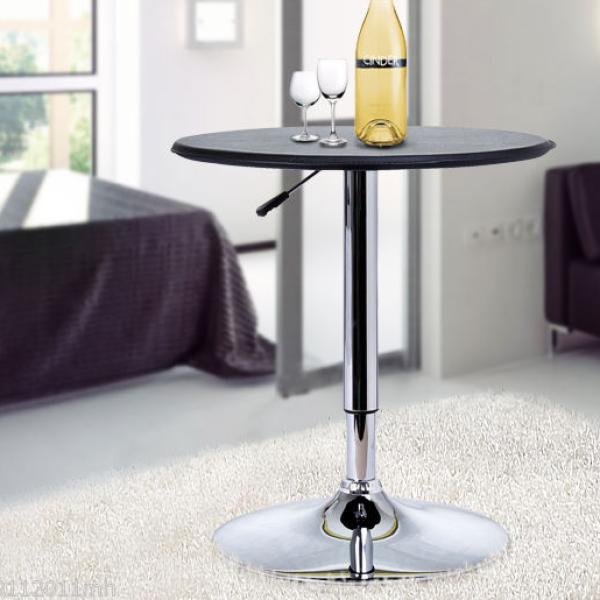 Mesa de Bar com Altura Ajustável Giratória 360° com Base Redonda Mesa Alta Moderna para Cozinha Ø63x67 - 93 cm Preto