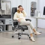 Cadeira de Escritório com Massagem Altura Ajustável Função de Aquecimento e Função de Inclinação 66x72x113 - 121 cm Cinzento Escuro