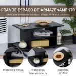 Móvel para TV para Televisores de até 42 Polegadas Móvel de TV com Prateleiras e Rodas com Travão 80x40x40cm Preto