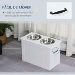 Comedouro Elevado para Cães com 2 Tigelas de Aço Inoxidável e Espaço de Armazenamento Oculto 60x30x41 cm Branco