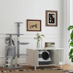 Caixa de Areia para Gatos Dobrável Caixa de Areia para Gatos Fechada com Pá 52x41x38 cm Branco e Cinza