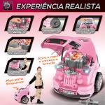 Motor de Caminhão para Crianças com 61 Peças Volante Buzina Faróis Caixa de Armazenamento e Rodas 40x39x47 cm Rosa