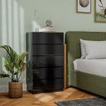 Cómoda com 5 Gavetas de Madeira Cómoda de Dormitório Cómoda Branca para Sala de Estar Estilo Moderno 55x34x100 cm Preto