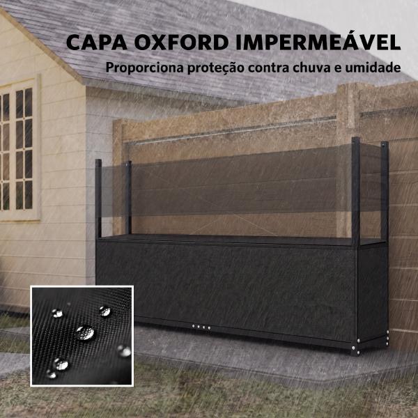 Lenheiro com Capa Oxford 600D e Cabos, Estrutura em Aço Galvanizado, Carga 500 kg, para Interior e Exterior, Preto