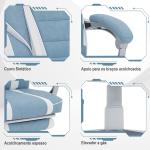 Cadeira Gaming Cadeira de Escritório Reclinável Apoio para os Pés Retrátil Suporte Lombar e Almofada para a Cabeça 63x63x115,5 - 123 cm Azul