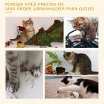 Árvore Arranhador para Gatos Grande 60x60x200cm com 2 Cavernas 2 Redes Cama Múltiplas Plataformas Postes Arranhadores de Sisal Natural e Bolas de Brinquedo Cinza