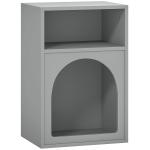 Mesa de Cabeceira Estreita com 2 Compartimentos Abertos, Design em Forma de Arco, 40x30x60 cm, Cinzento