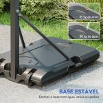 Tabela de Basquetebol Ajustável de 146 - 236 cm Portátil com Rodas e Base Preenchível com Água ou Areia 71x45x146 - 236 cm Preto