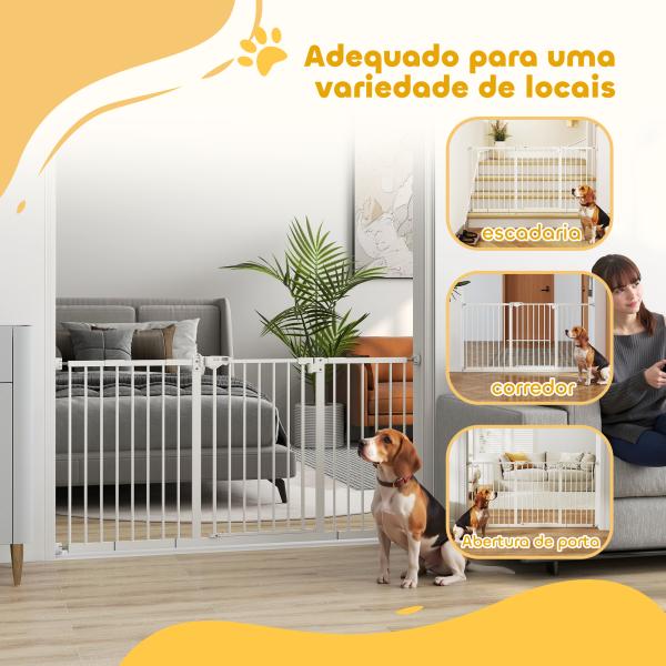Barreira de Segurança Extensível para Portas e Escadas com Fechamento Automático e Sistema de Duplo Bloqueio 74 - 147,5x76,2 cm Branco