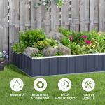 Horta Urbana Canteiro de Jardim em Aço com Luvas Incluídas, Floreira Retangular para Cultivo de Plantas e Flores para Terraço e Varanda Exterior 174x90x30 cm Cinzento