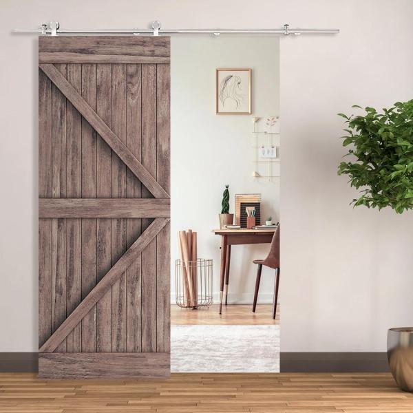 Ferragens para Porta Corredeira Kit de Acessórios para Porta Corredeira com Trilho de Aço Inoxidável Ø2,5x200cm Prata