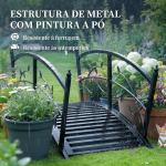 Ponte de Jardim Metálica 1,2 m Ponte Decorativa para Lagos com Corrimãos de Segurança e Design de Folhas Preto