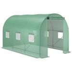 Estufa Tipo Túnel de Jardim 350x200x200cm Estufa de Jardim com 6 Janelas Respiráveis e Porta Enrolável com Zíper para Cultivo de Plantas e Verduras Verde
