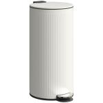 Balde do Lixo para Cozinha com Pedal 30L Cubo de Lixo Metálico com Tampa de Fecho Suave e Balde Removível 36x30x60,5 cm Creme