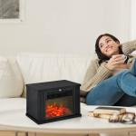 Lareira Elétrica Portátil com Termostato Ajustável 600W/1200W e Efeito de Chama Realista 34x17x25cm Preta