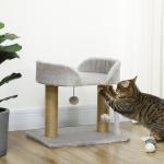 Arranhador para Gatos Pequenos Altura 42 cm Arranhador para Gatos com Cama Bolas Supensas e Postes de Juta 48x38x42 cm Cinza