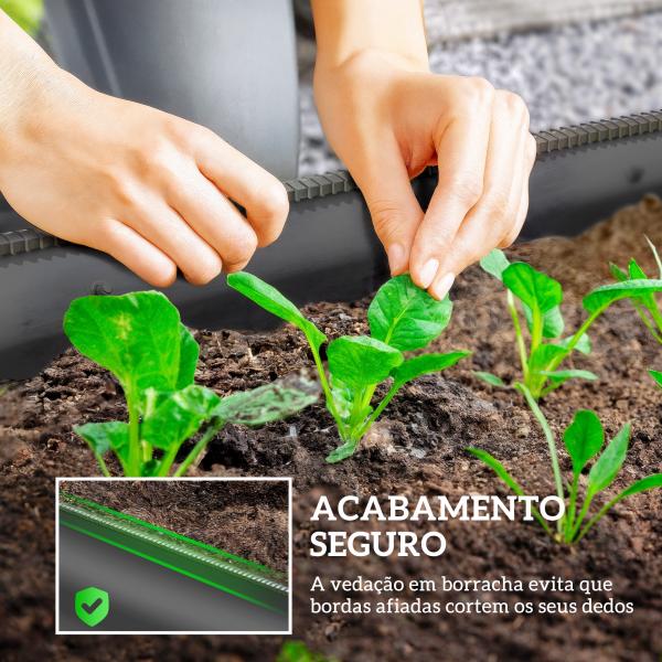 Caixa de Plantio de Exterior Grande em Aço Galvanizado para Cultivo de Plantas 150x62x30 cm Cinzento