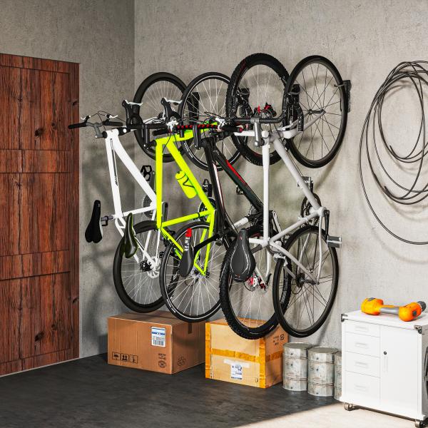 Conjunto de Suportes de Parede para Bicicletas com 4 Peças Gancho Dobrável 25,5x10,5x4 cm Preto