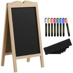 Mini Cavalete de Madeira Quadro Lousa Negro Magnético e Dobrável com 8 Gizes e 6 Placas de Palavras 51x42x101 cm Madeira