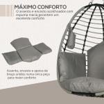 Cadeira Supensa com Suporte com Cesta Dobrável Almofada e Apoio para a Cabeça 110x100x188 cm Cinza e Preto