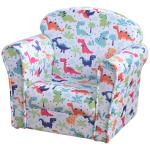 Poltrona para Crianças acima de 3 Anos com Desenhos de Foguete Estrutura de Madeira e Estofado em Flanela 50x39x44 cm Multicor