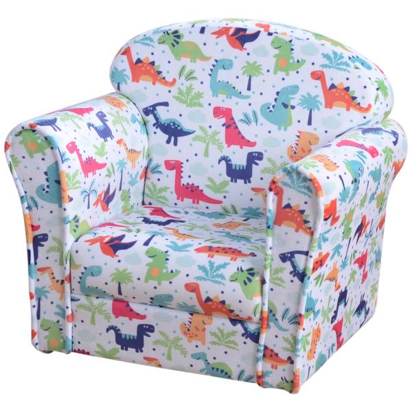 Poltrona para Crianças acima de 3 Anos com Desenhos de Foguete Estrutura de Madeira e Estofado em Flanela 50x39x44 cm Multicor