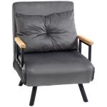Poltrona Convertível em Cama Poltrona 3 em 1 Convertível em Cama com Encosto Ajustável em 5 Níveis 63x73x81 cm Cinza