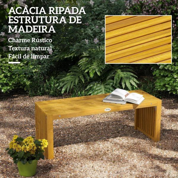 Banco de Jardim em Madeira de 2 Lugares 110 cm com Assento de Ripas Suporta 240 kg Madeira