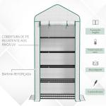 Estufa de Jardim de 5 Prateleiras Estufa Resistente com 1 Porta com Fecho de Correr Anti - UV 90x49x193 cm Branco