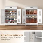 Sapateira Armário para Sapatos com Gaveta Portas de Grade Prateleiras Ajustáveis para 20 Pares de Sapatos 78x37x115,8 cm Branco
