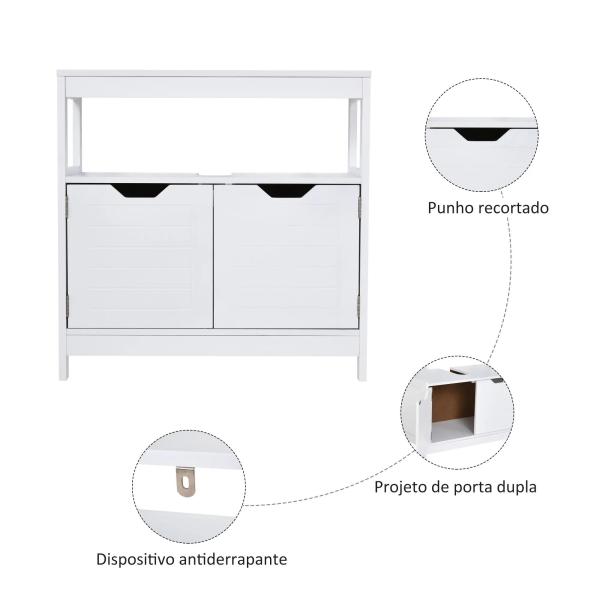 Armário Sob Lavatório com Prateleira Anti - Inclinação 60x30x60 cm Branco