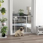 Barreira de Segurança para Cães 74 - 94 cm com Extensão, Montagem por Pressão e Bloqueio Duplo, Branco