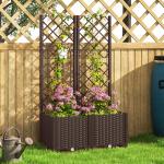 Floreira com Treliça de PP com Drenagem e Amplo Espaço para Plantas Trepadoras Vaso com Suporte para Jardim 80x40x135 cm Marrom