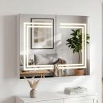 Armário Casa de Banho com Espelho e Luz LED Interruptor Tátil e Cor da Luz Ajustável 80x15x65 cm Branco Brilhante