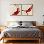 Pinturas em Tela de Figuras Dinâmicas à Mão 40x40 cm 2 Peças Pinturas de Arte de Parede Emolduradas Decoração Moderna Vermelho