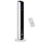 Aquecedor Cerâmico de Torre 1000/2000W com Controle Remoto Tela LED 3 Modos de Aquecimento Termostato Temporizador e Oscilação 65° para 25m² 21x21x73cm Branco