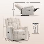 Cadeirão Relax Reclinável com 8 Pontos de Massagem e Calor Lombar, com Apoio para os Pés, Encosto Largo e Bolso Lateral, Bege