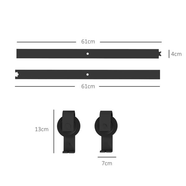 4FT/122CM Kit de Ferragens para Porta Deslizante Dobrável para 2 Portas com Trilho para Celeiro Preto