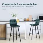 Conjunto de 2 Bancos Altos de Cozinha Bancos de Bar Estofados em Veludo com Apoio para os Pés e Encosto Verde