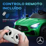 Carro Elétrico para Crianças Carro Mercedes - Benz AMG GTR com Bateria 12V Faróis Buzina e Música 108x67x46 cm Verde